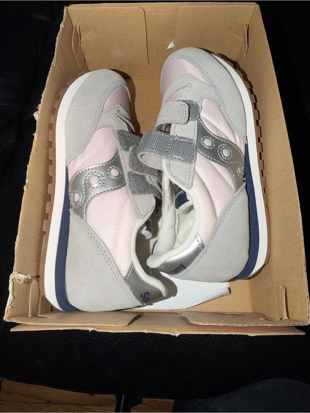 Saucony Jazz Kids' Pink & Gray Velcro Sneakers